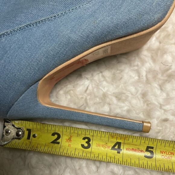 Elegant Collection Denim thigh high back lace up heels boots Size 6 - Picture 8 of 10